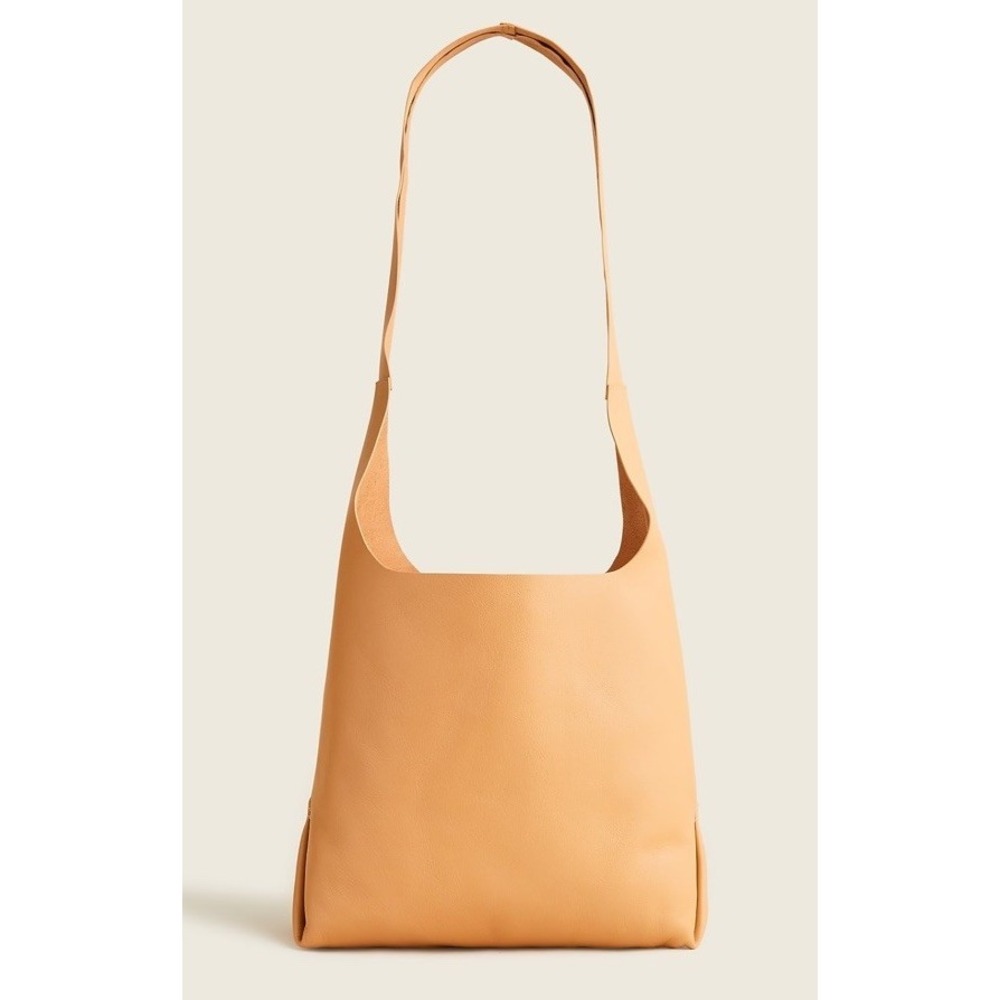 NWT J Crew Lisbon Hobo Tote Bag Brown Tan Leather Purse Shoulder Bag Large BE954